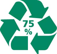 75% material reciclado