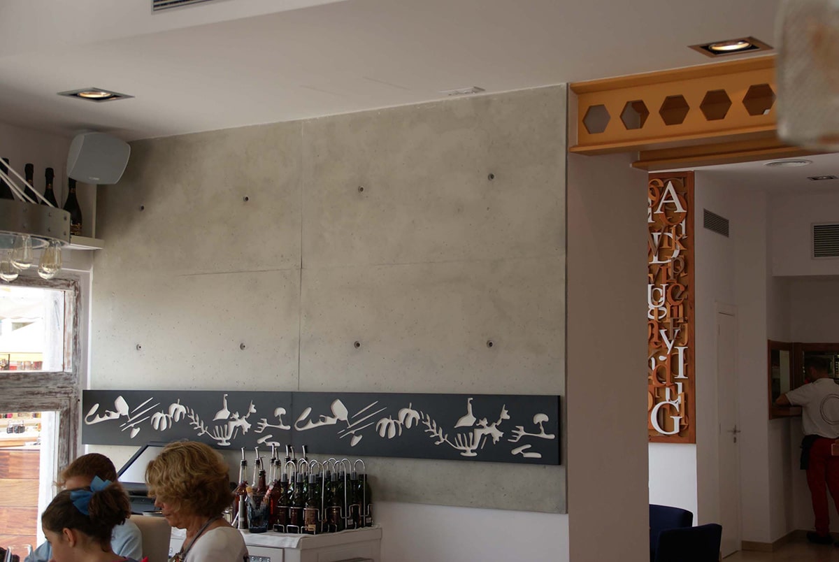 Decorar  Restaurante con paneles Cemento