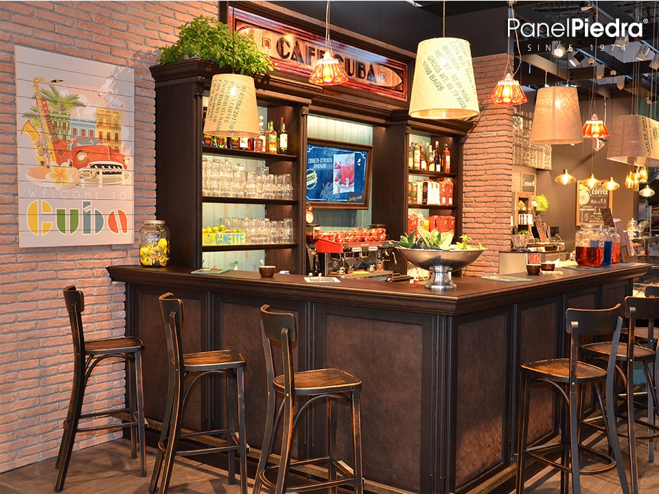 Decoración de la hosteleria con paneles de ladrillo rústico