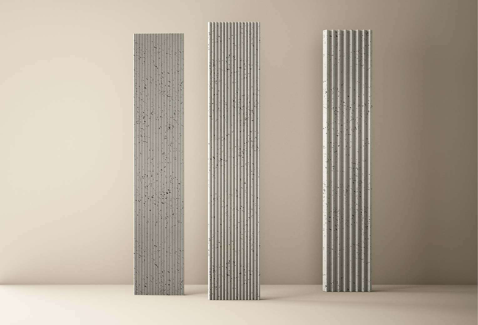 Paneles decorativos 3d cemento SPIRIT y tamaños de relieve