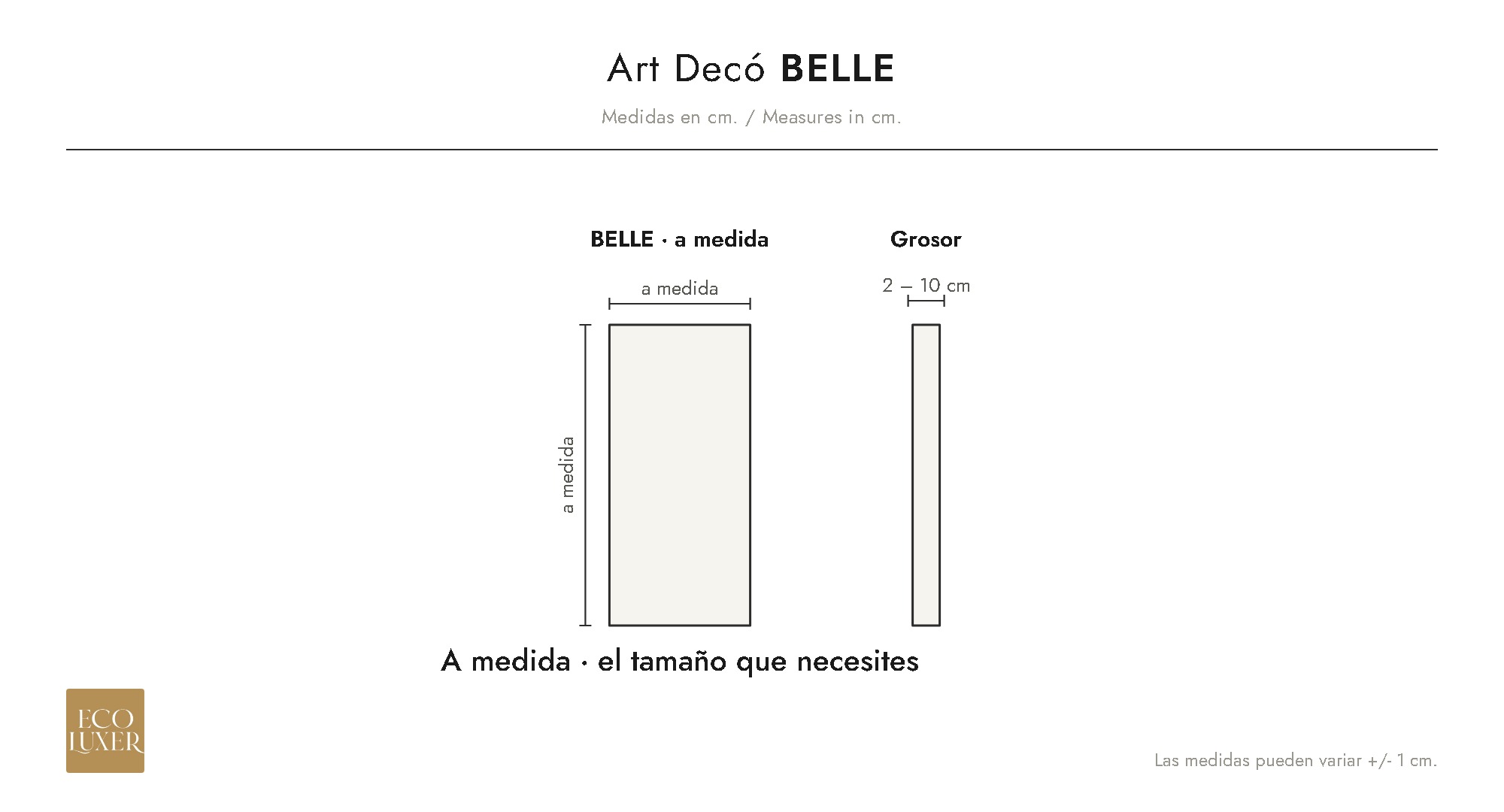 Panel dimensions drawing Belle (cm)