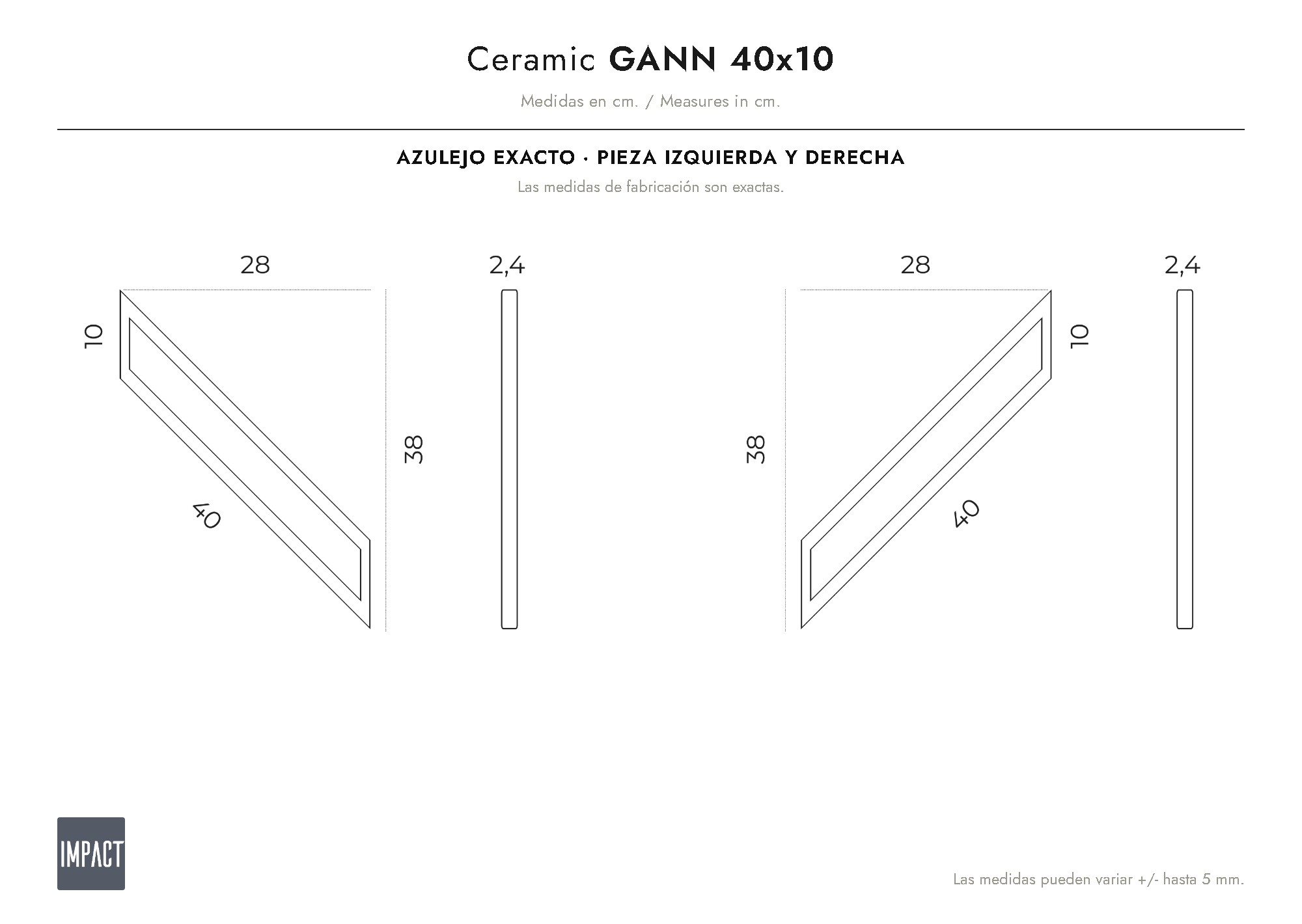 Croquis coté du carreau Gann (cm)