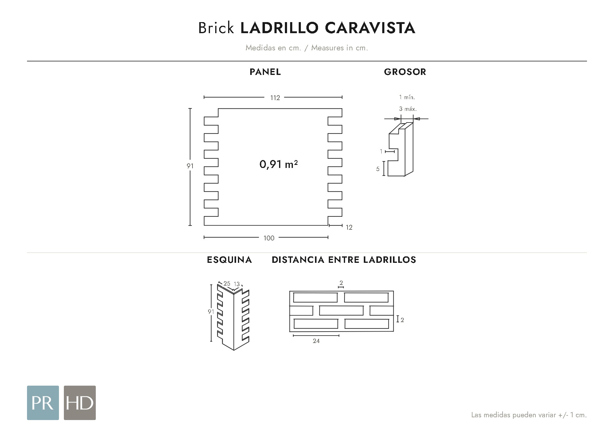 Panel dimensions drawing Caravista (cm)