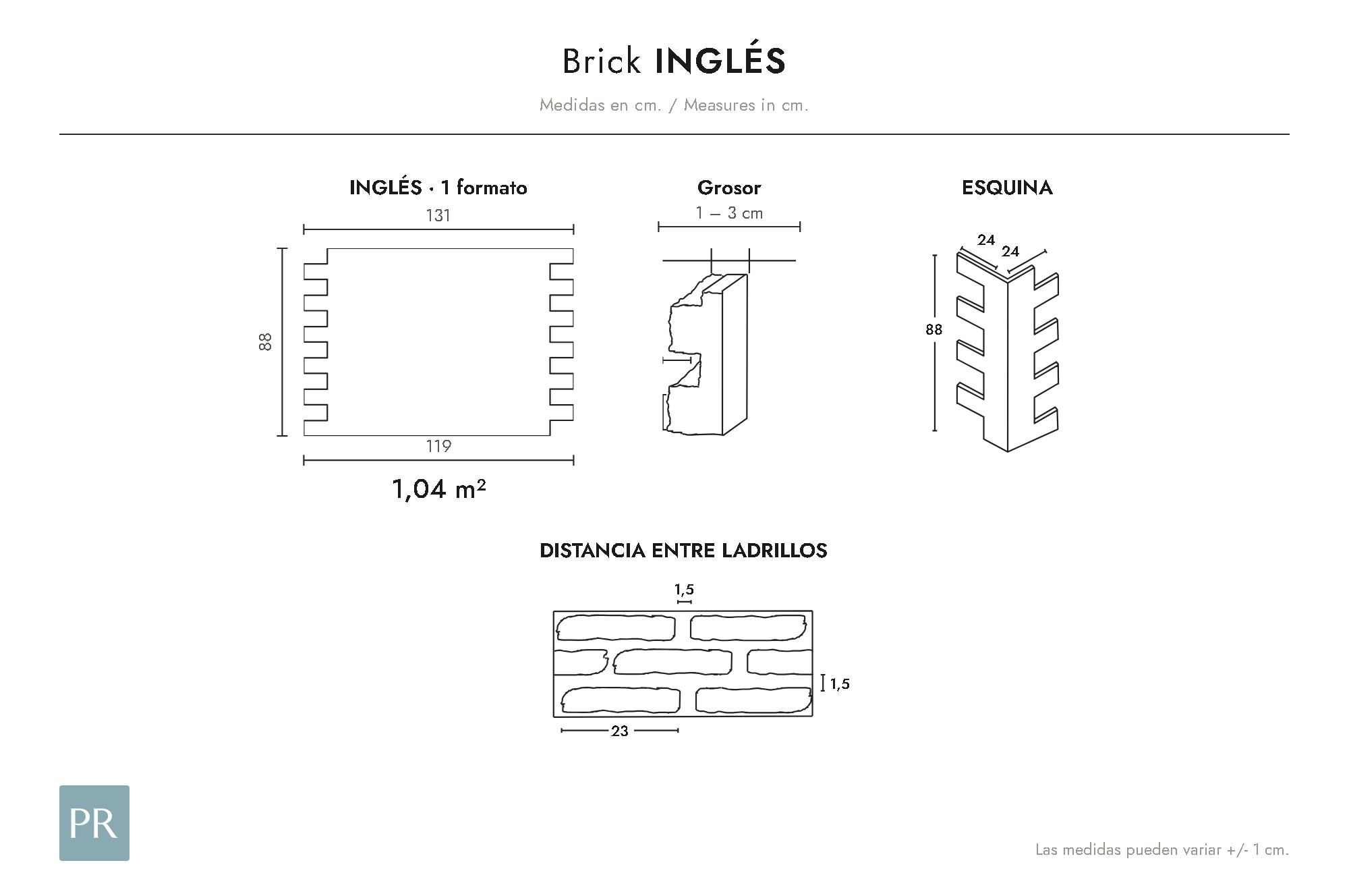 Croquis coté du panneau Inglés (cm)