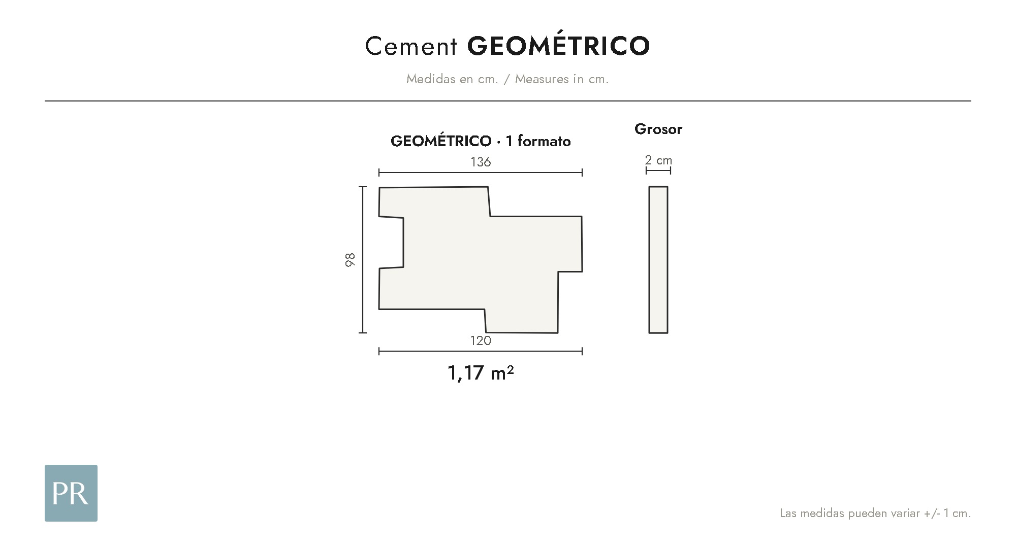 Panel dimensions drawing Geométrico (cm)