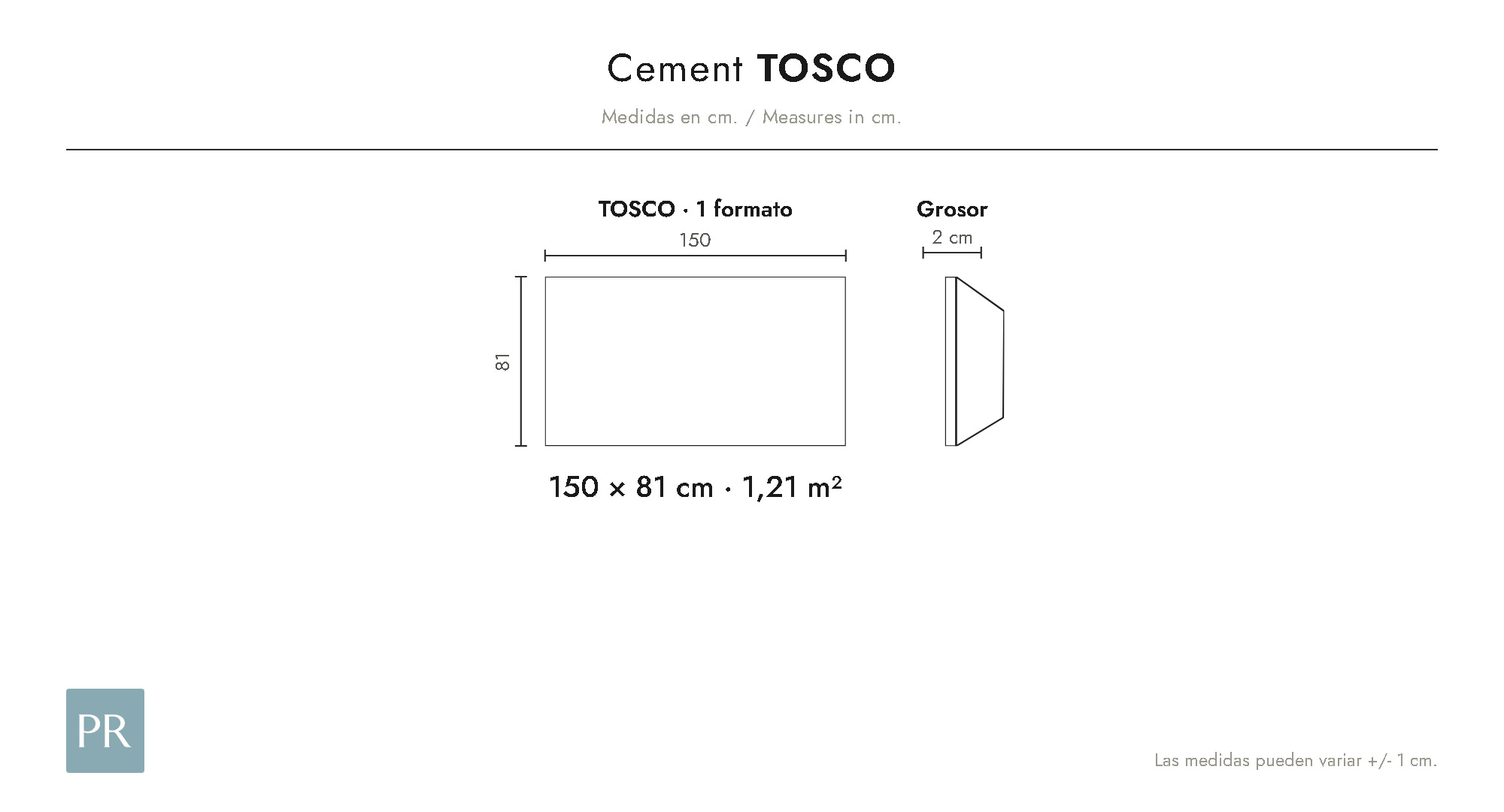 Croquis coté du panneau Tosco (cm)