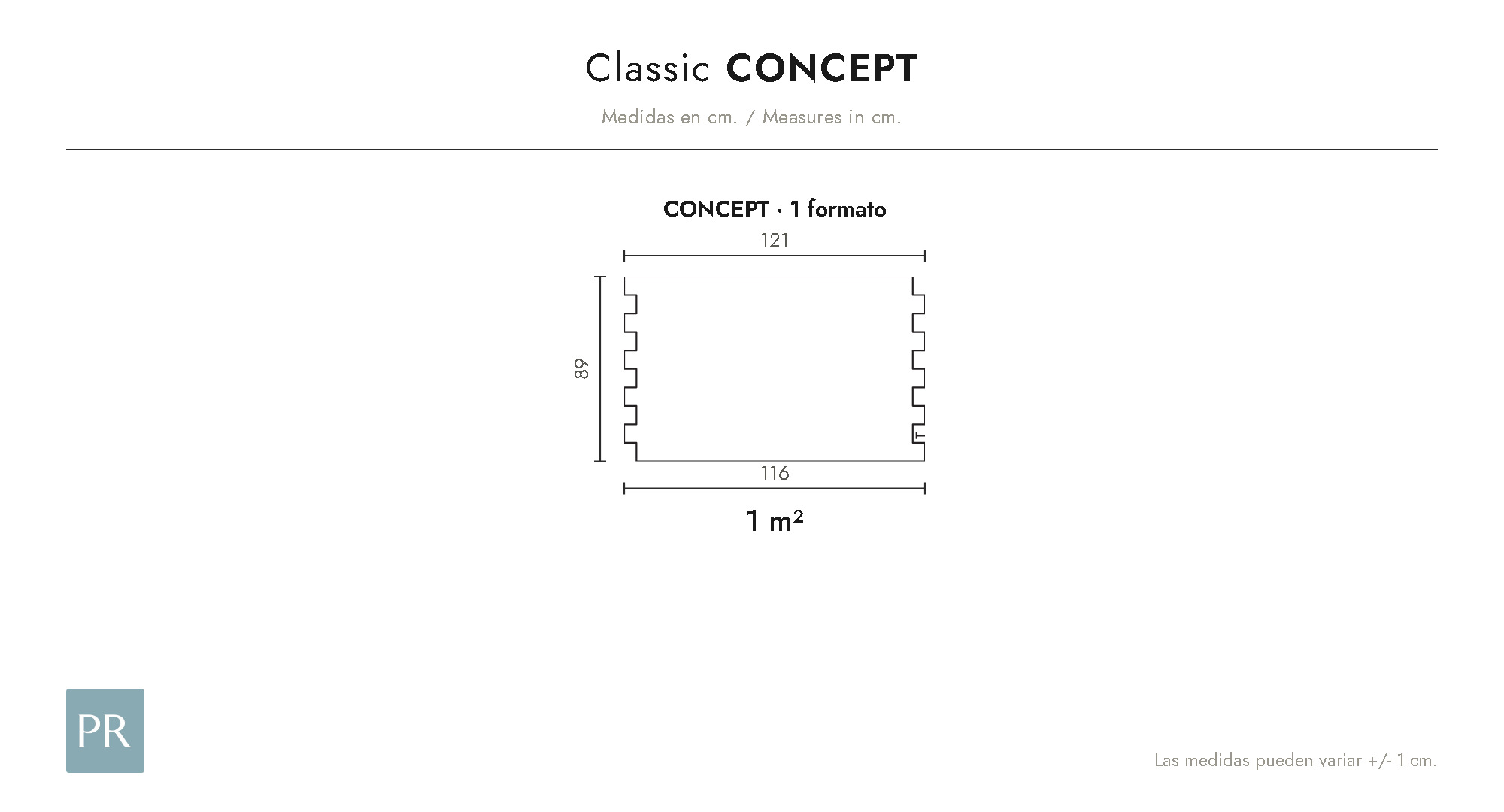 Croquis coté du panneau Concept (cm)