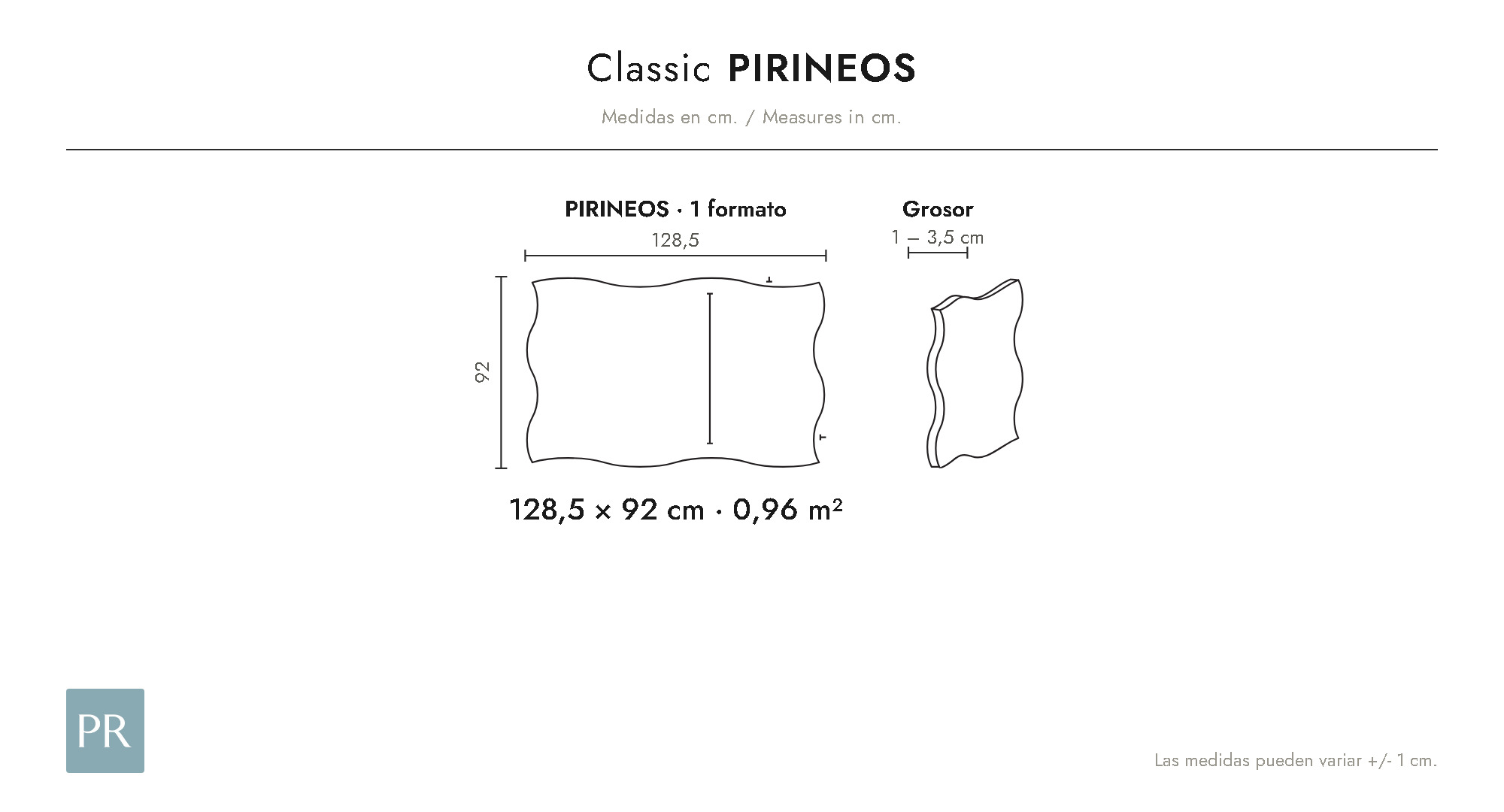Croquis coté du panneau Pirineos (cm)