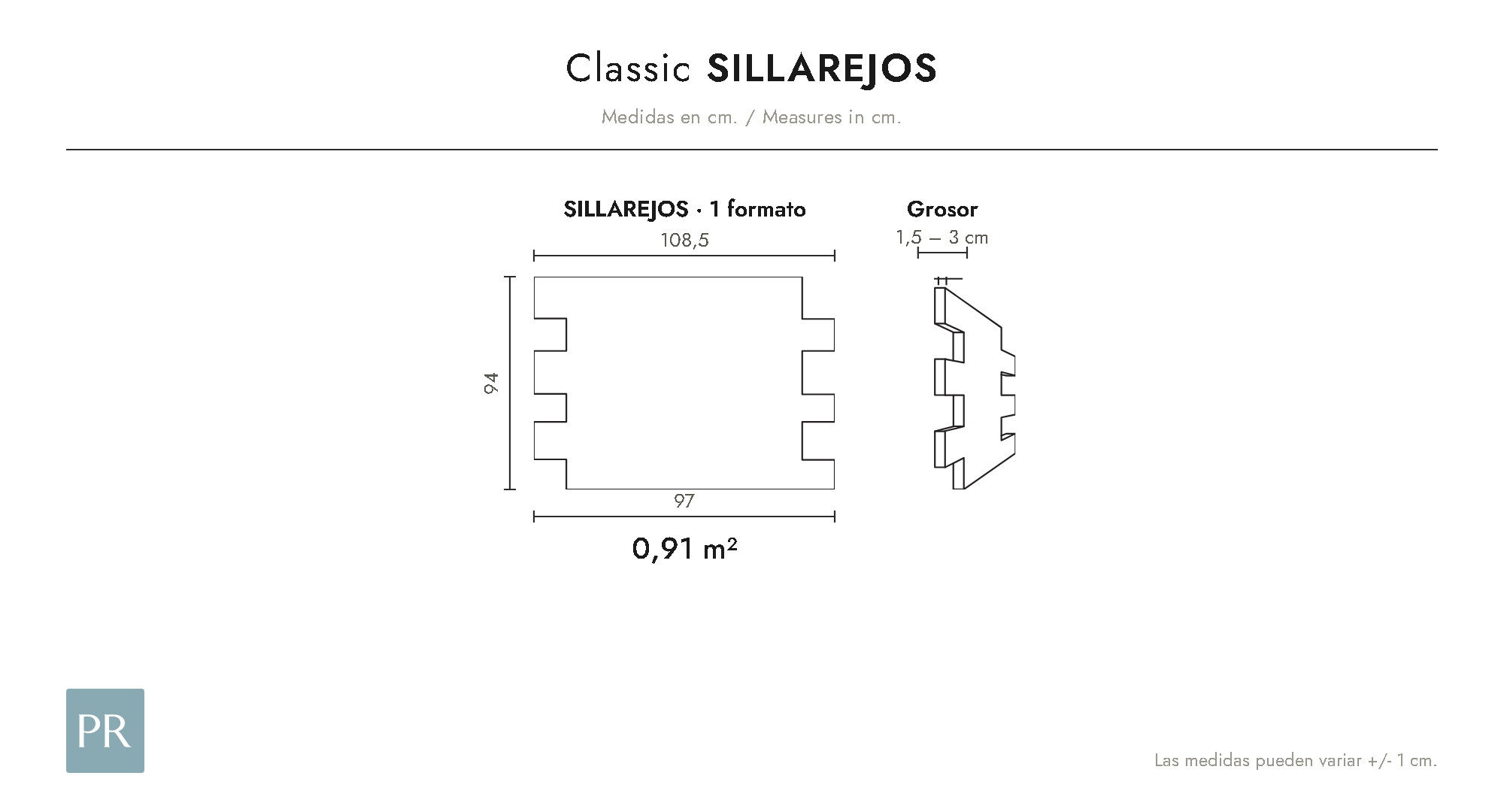 Croquis coté du panneau Sillarejos (cm)