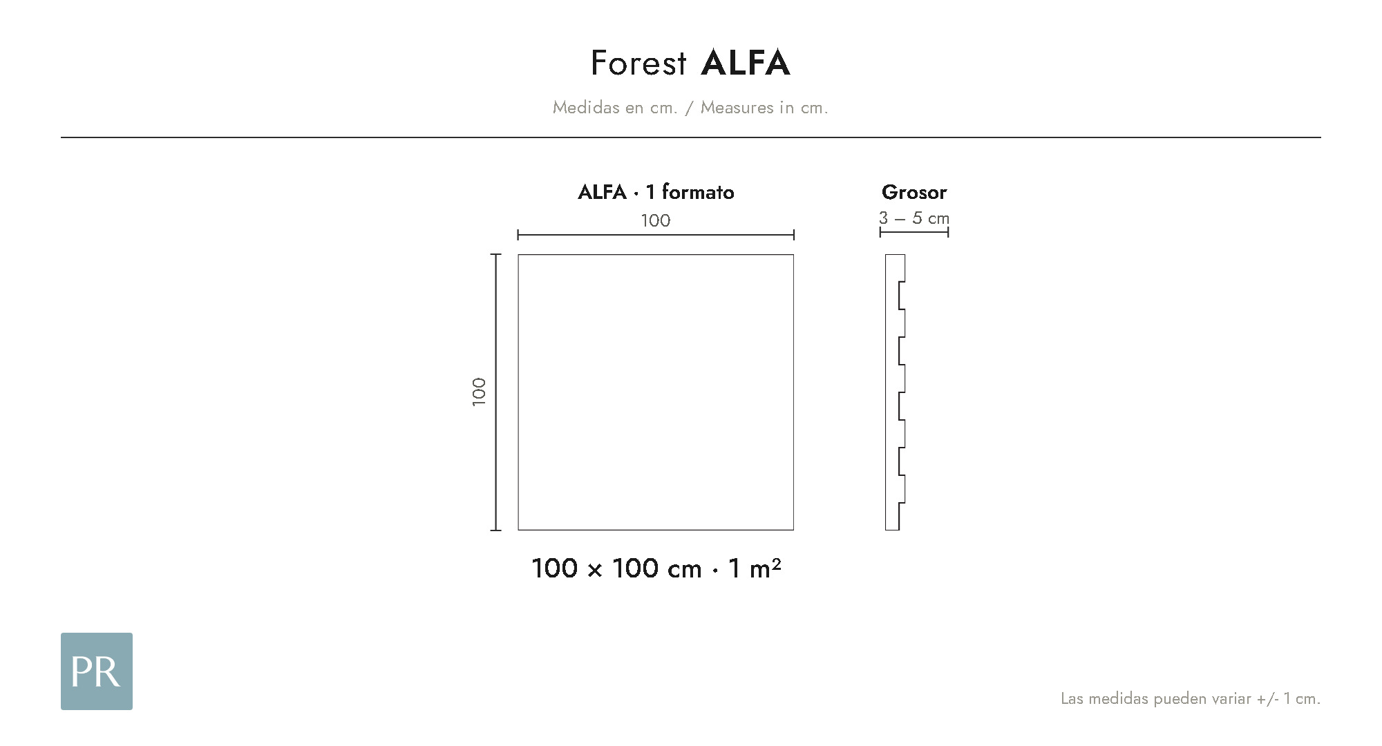 Croquis coté du panneau Alfa (cm)