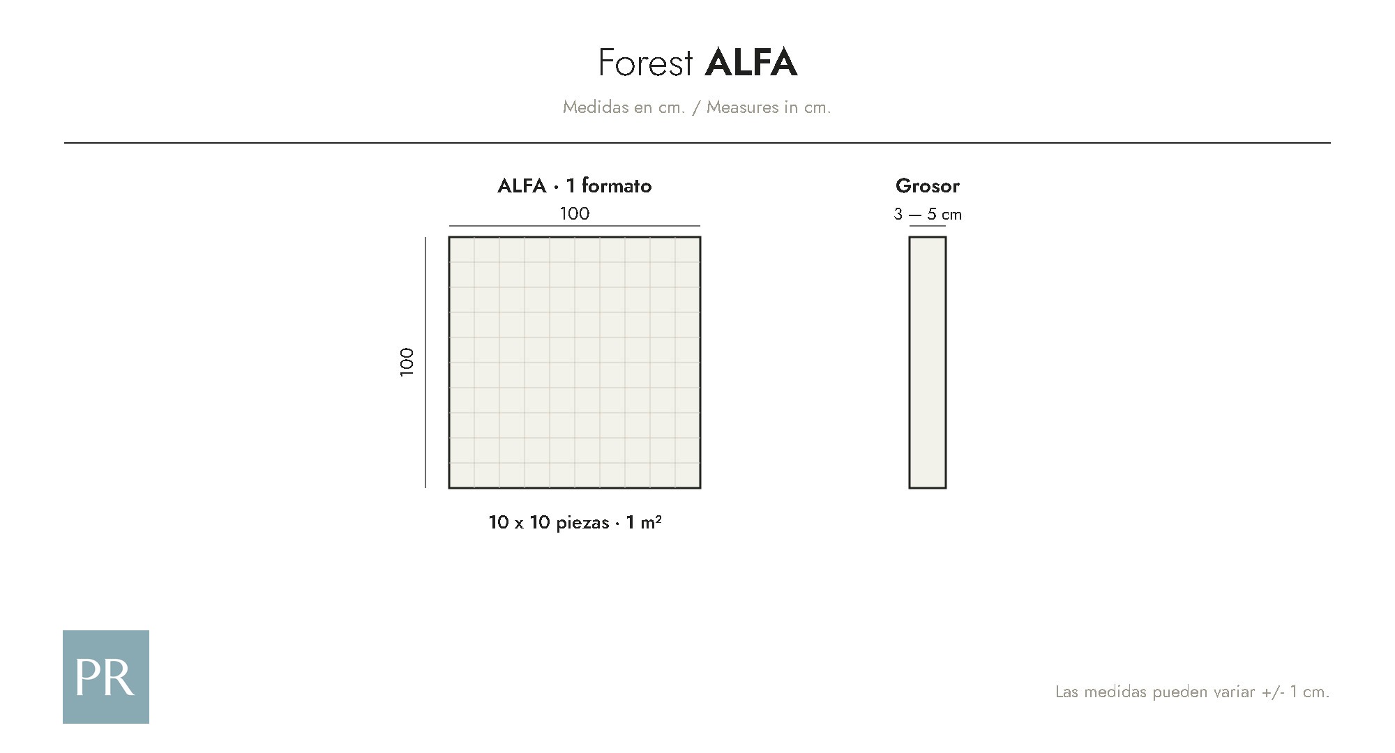 Croquis coté du panneau Alfa (cm)