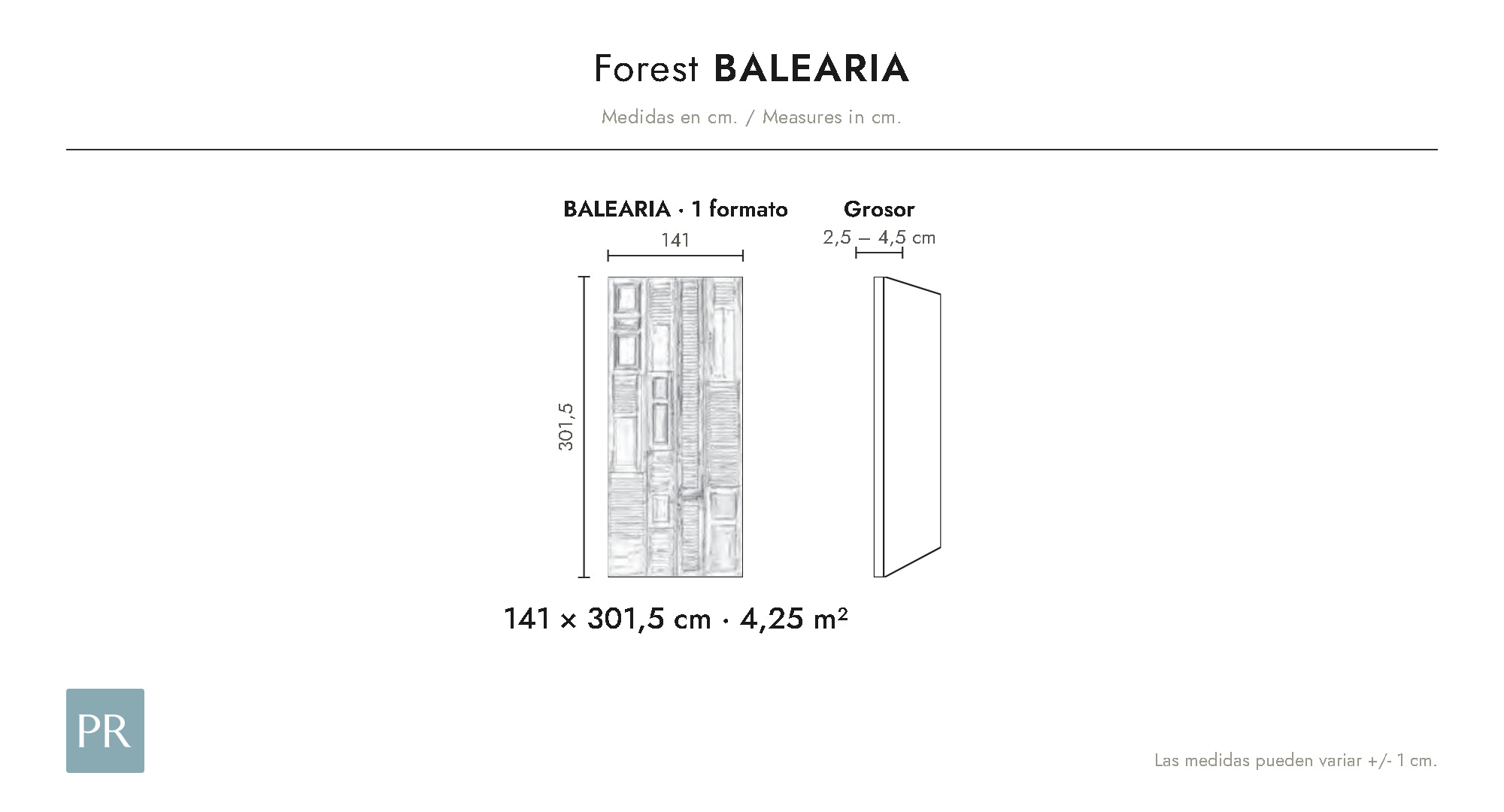 Croquis coté du panneau Balearia (cm)