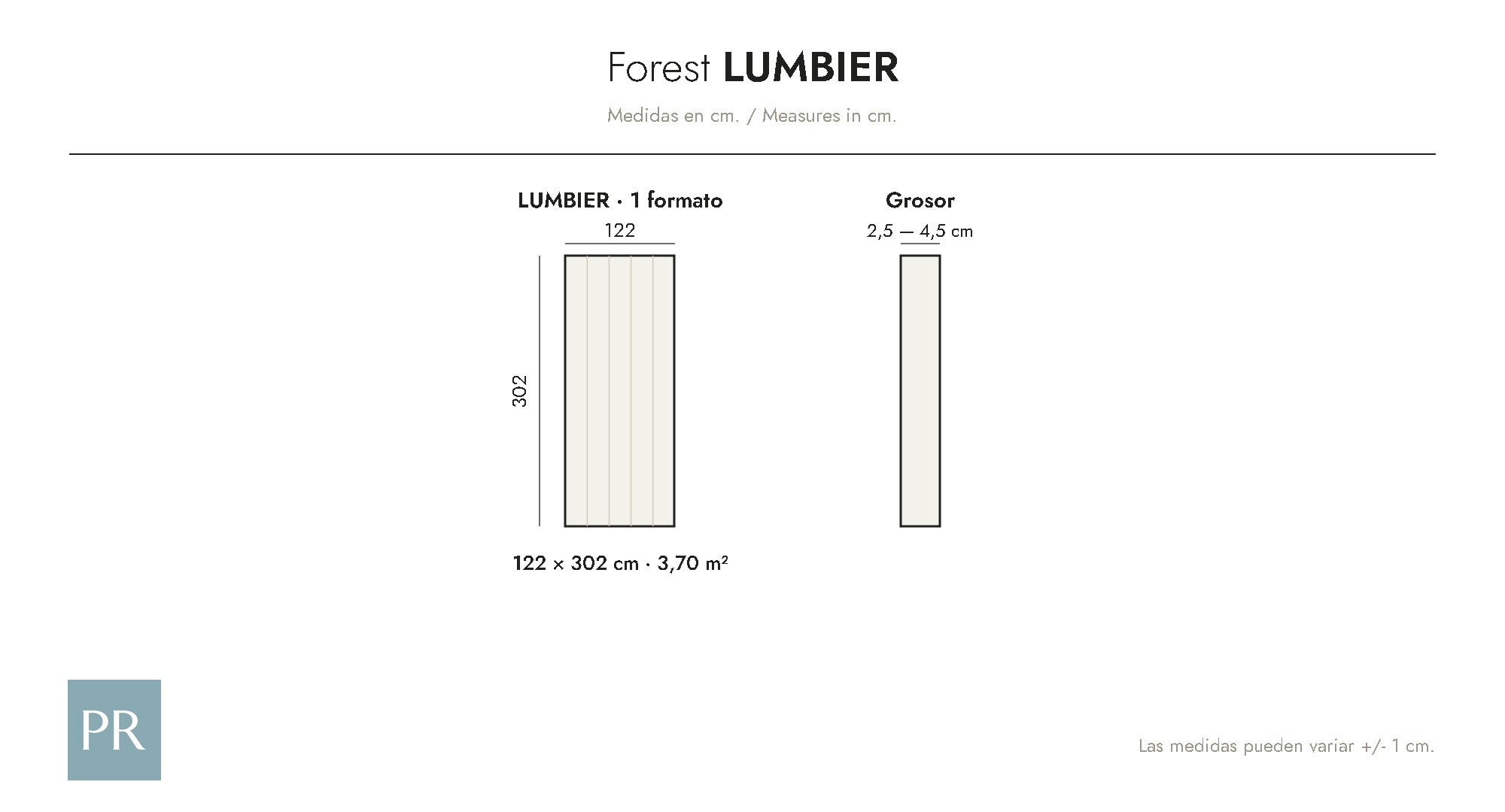 Croquis coté du panneau Lumbier (cm)