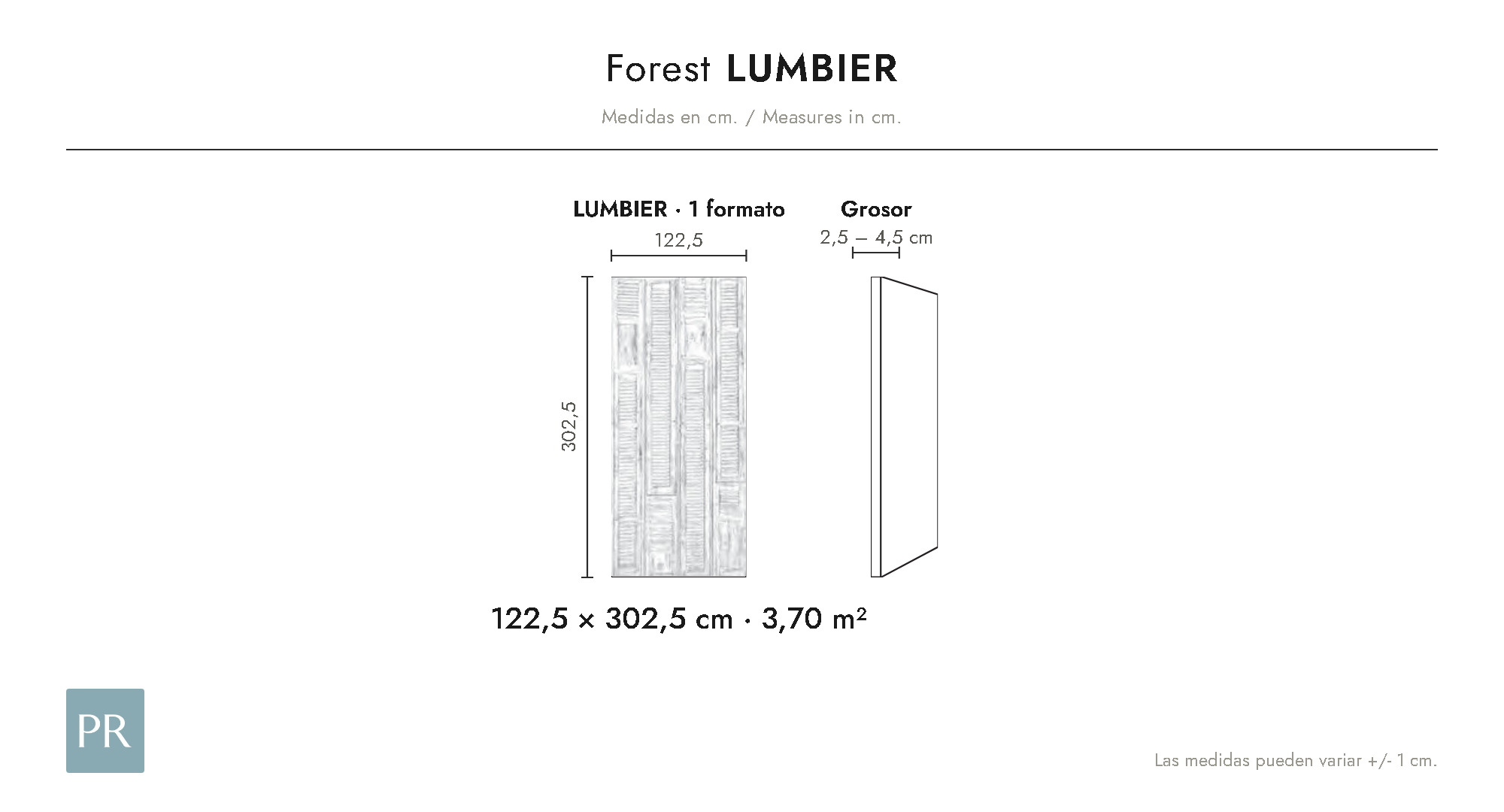 Croquis coté du panneau Lumbier (cm)