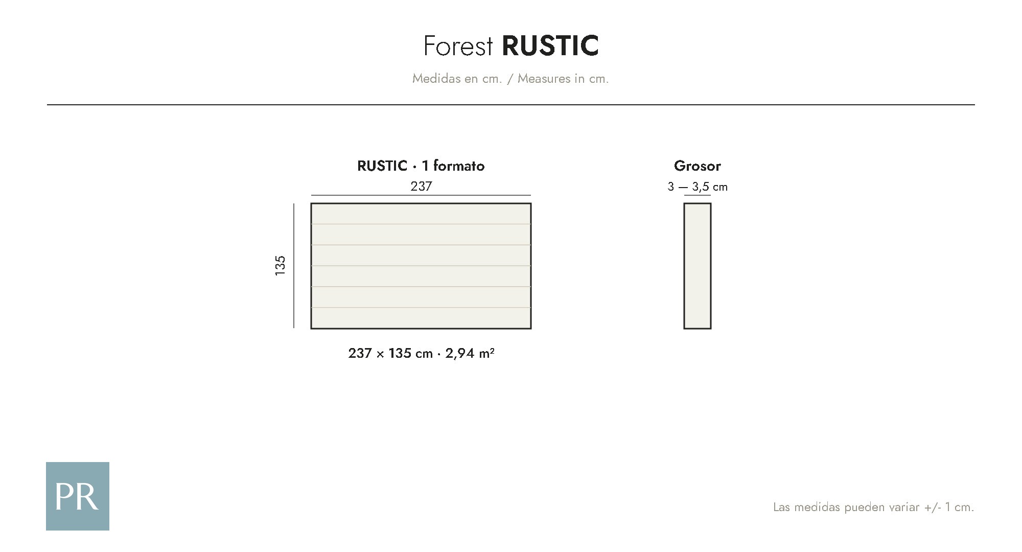 Croquis coté du panneau Rustic (cm)