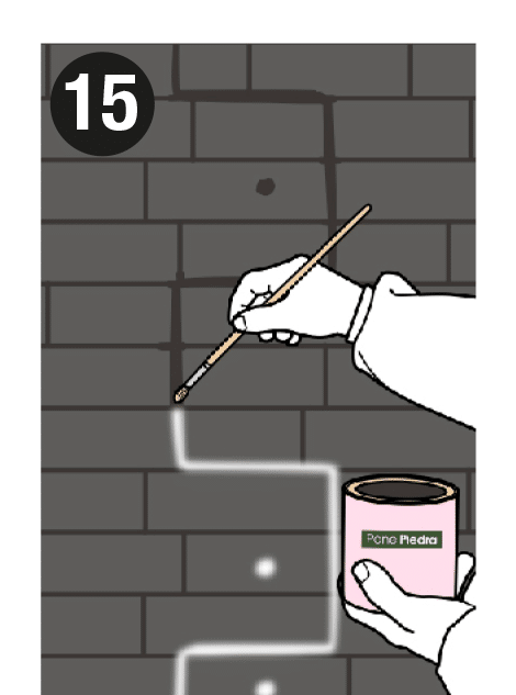 Step 15 of the installation: Once the filler has dried, paint the areas where it was applied using different brushes.