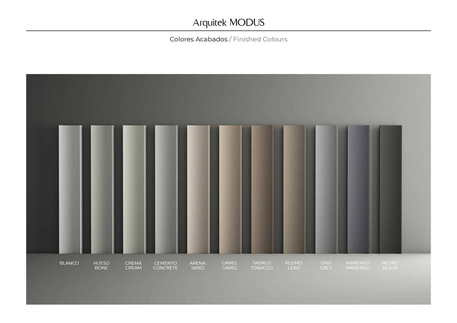 Gama de colores para diferentes decoraciones en paredes del modelo Modus