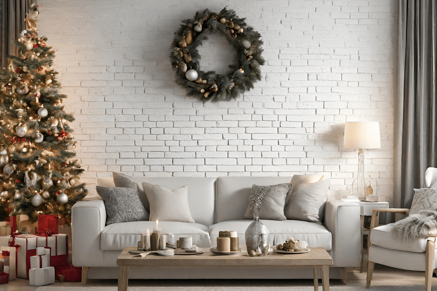 ideas para decorar tu salón en Navidad con Panel Piedra
