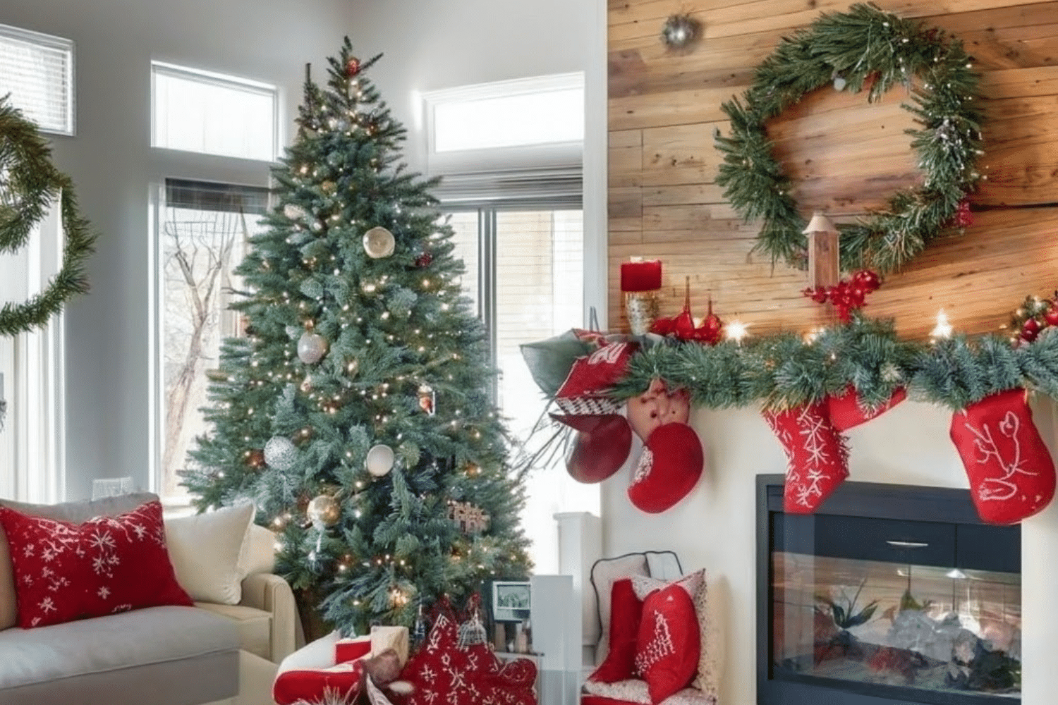 Decorar el salón en navidad con Panel Piedra