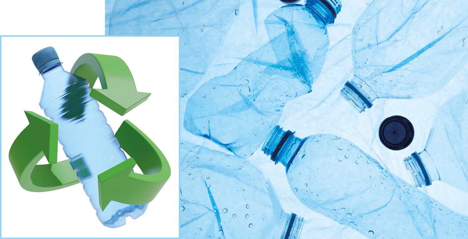 Botellas de plástico PET recicladas usadas en las resinas de PanelPiedra®