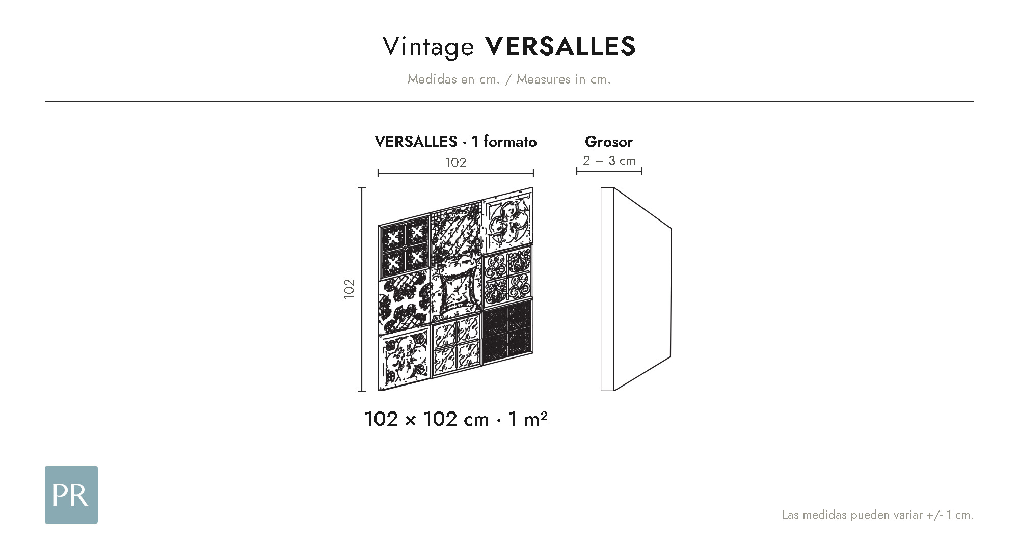 Croquis coté du panneau Versalles (cm)
